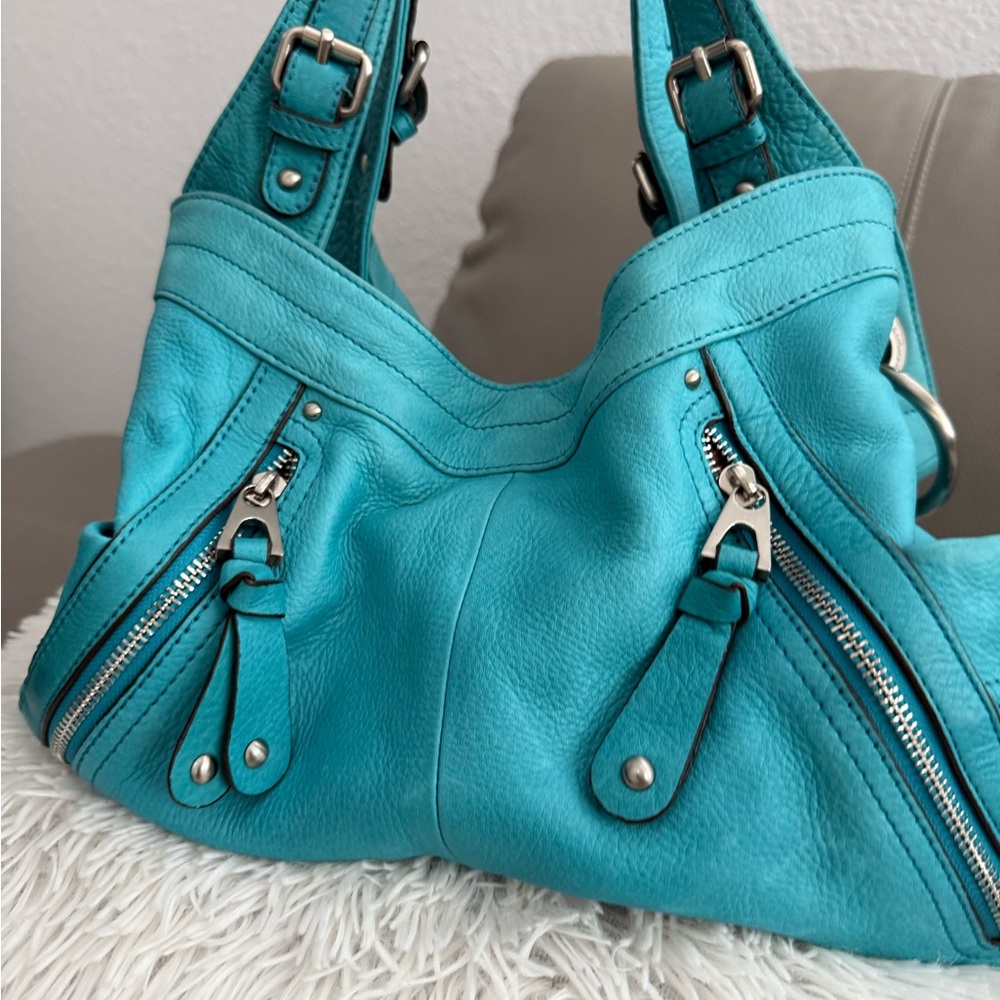 Turquoise Leather Shoulder Bag